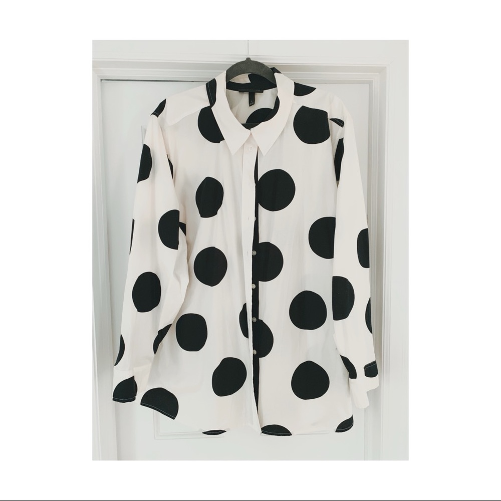 Plus Size Lane Bryant Polka Dot Collared Shirt
